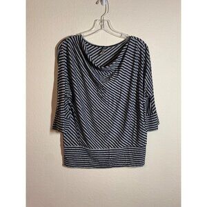 Espresso Blouse Business Casual Striped Office Y2K Gray Knit Women's Size Medium